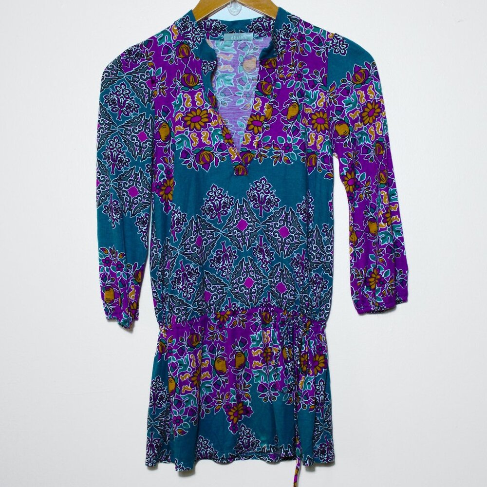 Delia's Y2K Drop Tie Waist Tunic Top Floral Size XS